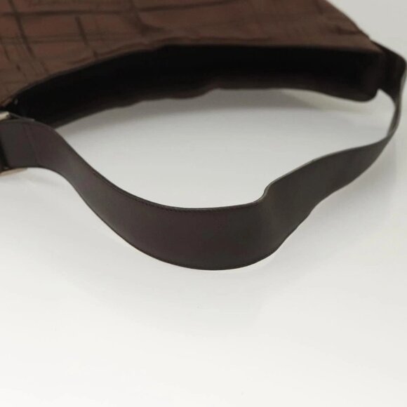 Salvatore Ferragamo Shoulder Bag Nylon Leather Brown Silver Auth - Picture 7 of 16